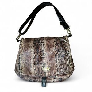 Ricardo Beverly Hills Leather Snakeskin Messenger Shoulder Bag